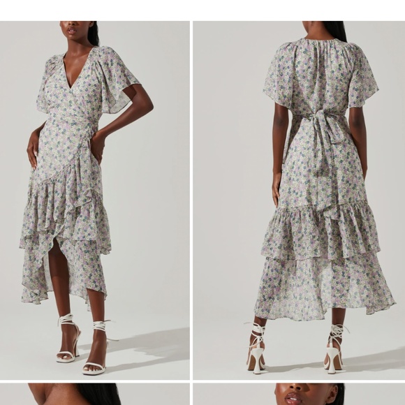 ASTR The Label Adella Floral Ruffle Midi Dress, Size Small - Picture 2 of 8